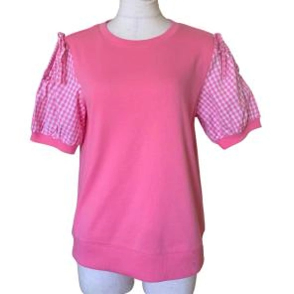 Tommy Hilfiger Pink Short Sleeve Top with Gingham Accents